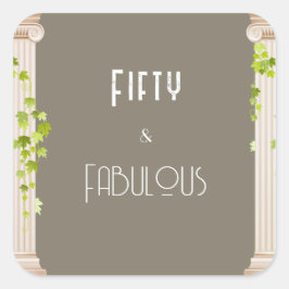 Pegatina Cuadrada Elegante Cincuenta Fabuloso Tema Griego Brown
