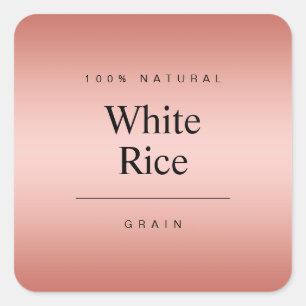 Pegatina Cuadrada Elegante cocina arroz blanco color rosa dorado cua