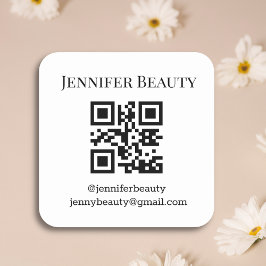 Pegatina Cuadrada elegante código qr simple pequeña empresa