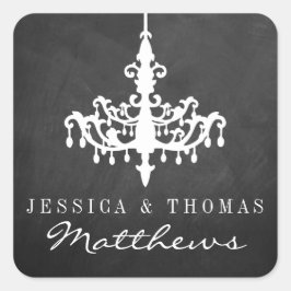 Pegatina Cuadrada Elegante colección de Bodas de Chalkboard