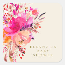 Elegante color de agua rosa Floral Baby Shower Cre