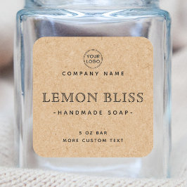 Pegatina Cuadrada Elegante cuadrado de papel Kraft apariencia etique