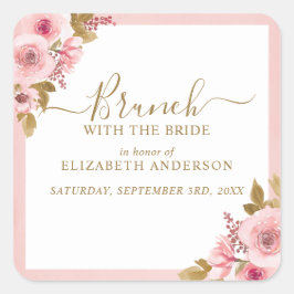 Pegatina Cuadrada Elegante Desayuno Brunch de Despedida de Soltera c