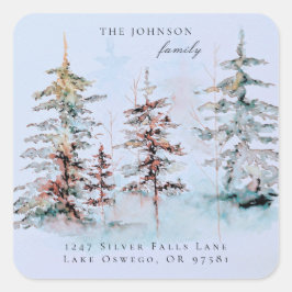 Pegatina Cuadrada Elegante dirección de devolución de Navidad en acu