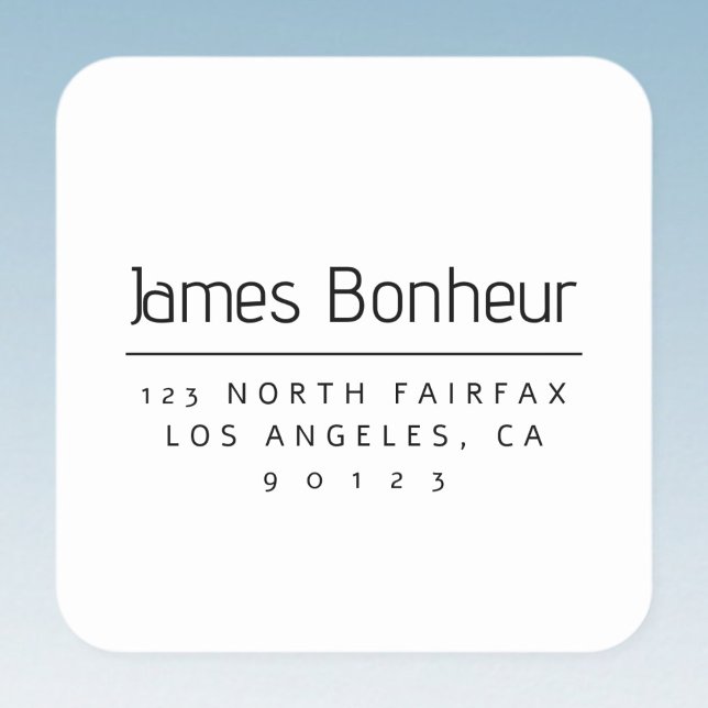 Pegatina Cuadrada Elegante dirección de retorno moderna en blanco y  (Subido por el creador)