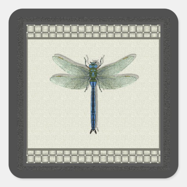 Pegatina Cuadrada Elegante Dragonfly azul (Anverso)