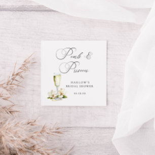 Pegatina Cuadrada Elegante ducha de novia con perlas y Prosecco