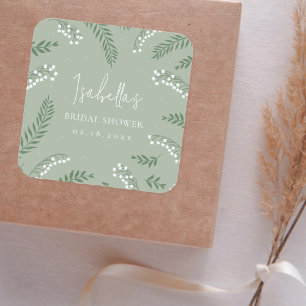Pegatina Cuadrada Elegante ducha de novia de jardín de lirios del va