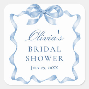 Pegatina Cuadrada Elegante duelo azul turbio de mano dibujado ducha 