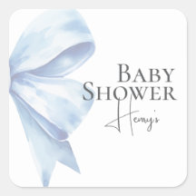 Elegante Dusty Blue Bow Watercolor de agua Baby Sh