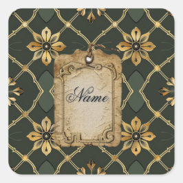 Pegatina Cuadrada Elegante Ecologista Medieval Personalizado