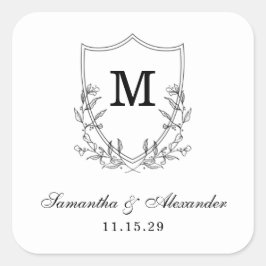 Pegatina Cuadrada Elegante Escudo blanco y negro