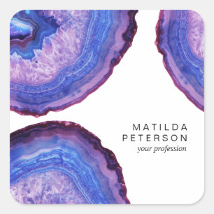 Pegatina Cuadrada Elegante estilo moderno agate geodésico