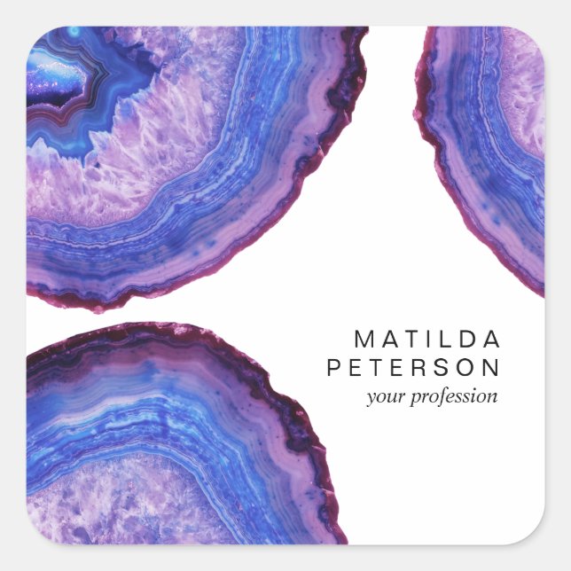 Pegatina Cuadrada Elegante estilo moderno agate geodésico (Anverso)