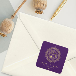 Pegatina Cuadrada Elegante Feliz Diwali