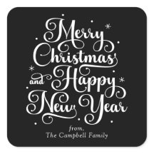 Elegante Feliz Navidad y Feliz Año Nuevo