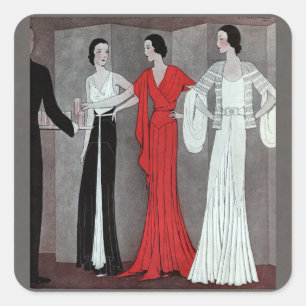 Pegatina Cuadrada Elegante Fiesta Art Deco Retro