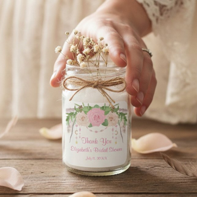 Pegatina Cuadrada Elegante Fiesta Bohemia de Flor Rosa (Subido por el creador)