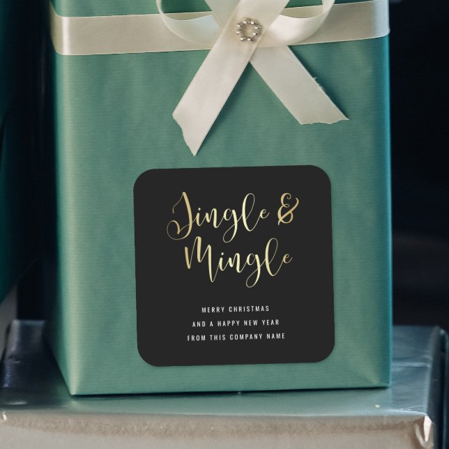 Pegatina Cuadrada Elegante Fiesta Corporativo de Jingle y Mingle (The Square Sticker Mock-up)