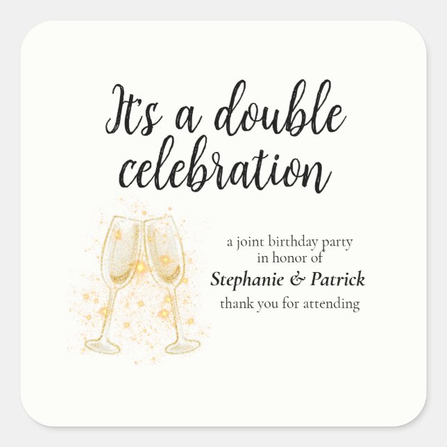 Pegatina Cuadrada Elegante Fiesta mixto de doble celebración de cham (Anverso)