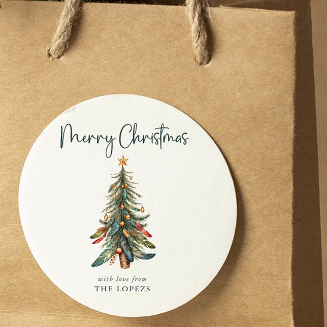 Pegatina Cuadrada Elegante fiesta moderna del árbol de Navidad Boho (Subido por el creador)