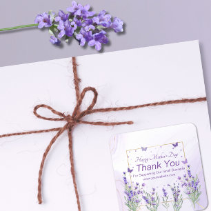 Pegatina Cuadrada Elegante Flor Moderna de Primavera Purpúrea Dorada
