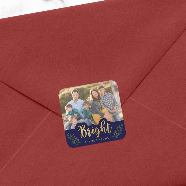 Pegatina Cuadrada Elegante Foliage Blue Festiage Brillante Festivida (Subido por el creador)