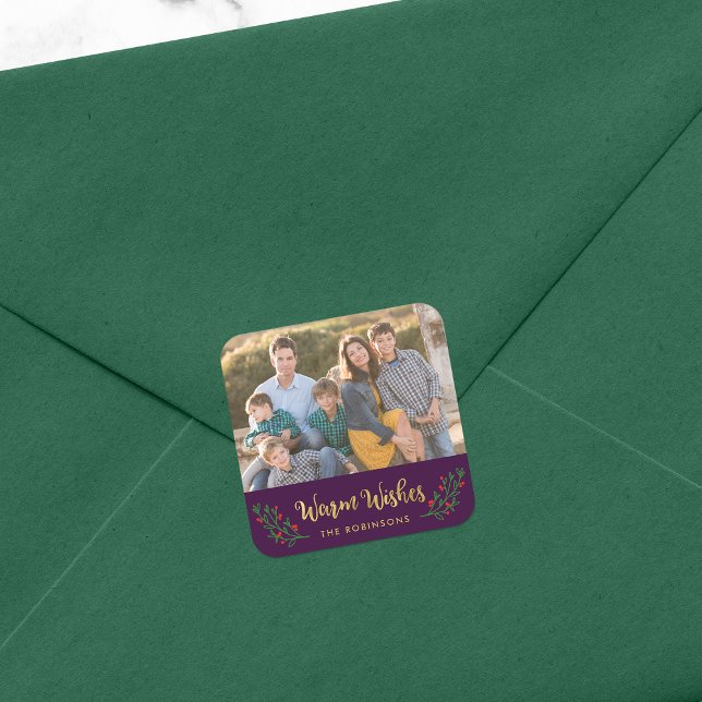 Pegatina Cuadrada Elegante Foliage Festiage Warm Wishes Fish (Subido por el creador)