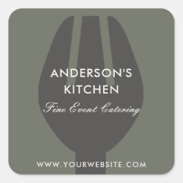 PEGATINA CUADRADA ELEGANTE GASTO DE CHEF GRIS GRIS NEGRO MINIMAL