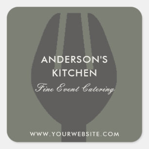 PEGATINA CUADRADA ELEGANTE GASTO DE CHEF GRIS GRIS NEGRO MINIMAL