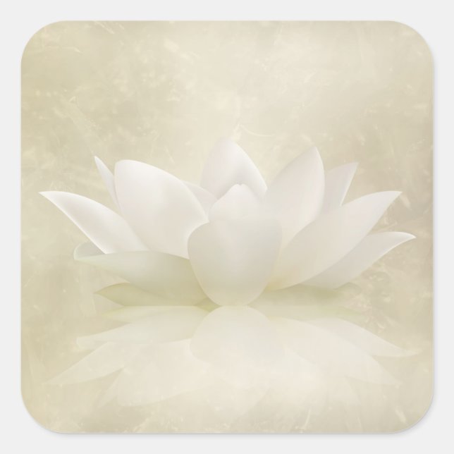 Pegatina Cuadrada Elegante Gentle White Lotus / Flor Lily (Anverso)