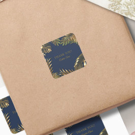 Pegatina Cuadrada Elegante Gold Blue 50 Fabulous Gracias