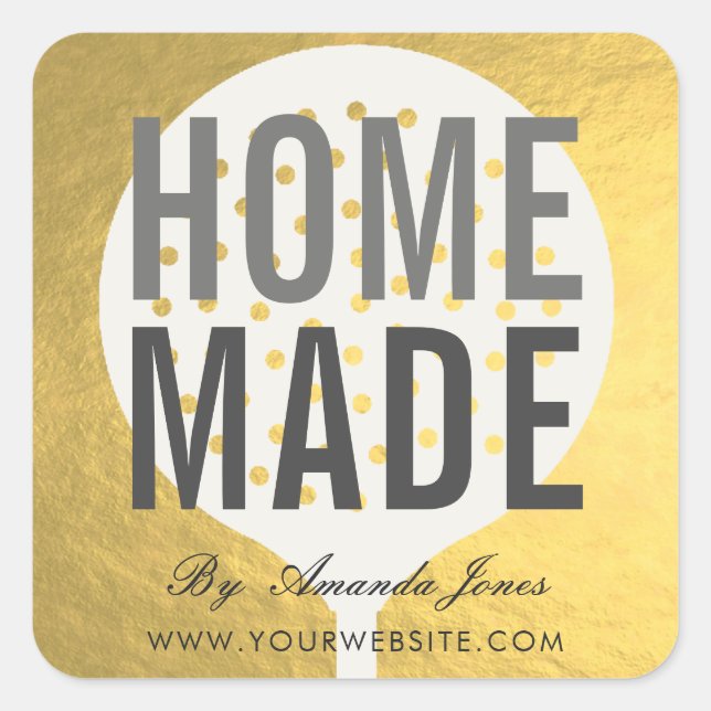 PEGATINA CUADRADA ELEGANTE GOLD FAUX SKIMMMER CHEF COCINANDO CASA (Anverso)