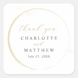 Pegatina Cuadrada Elegante Gracias Boda De Oro