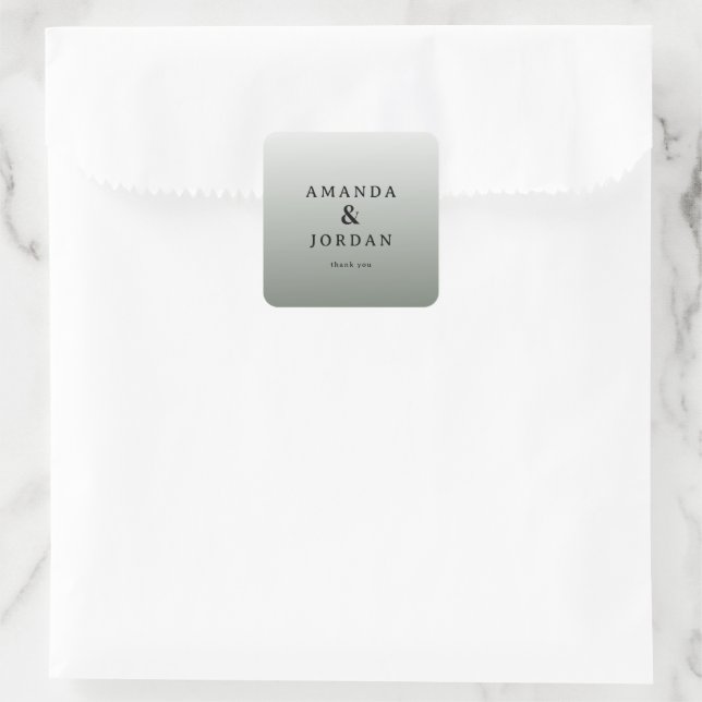 Pegatina Cuadrada Elegante Gratitud Gris (Bolso)