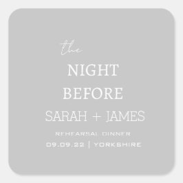 Pegatina Cuadrada Elegante Gris Moderno la Noche Antes de la Boda