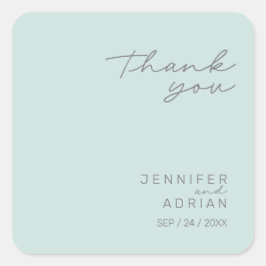 Pegatina Cuadrada Elegante Guay Mint Minimal Gracias Boda