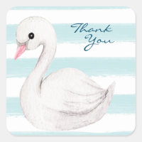 Elegante guión de cisne blanco azul gracias