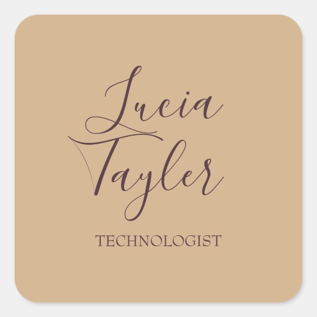 Pegatina Cuadrada Elegante guión de negocio rubio (Anverso)