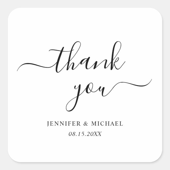 Pegatina Cuadrada Elegante guión de tipografía gracias a la modernid (Anverso)