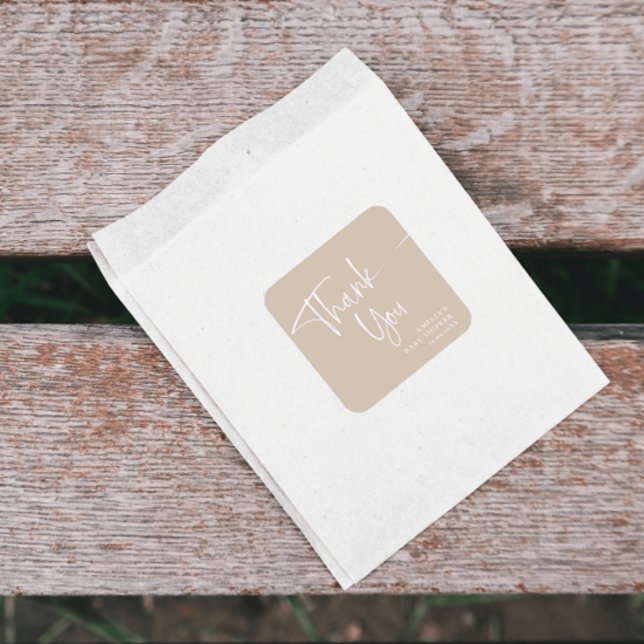 Pegatina Cuadrada Elegante guión Minimalista moderno Gracias Plaza (Subido por el creador)