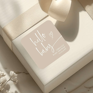 Pegatina Cuadrada Elegante guión moderno Minimalista Hola bebé