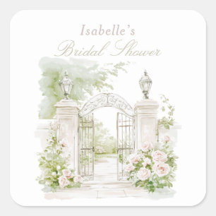 Pegatina Cuadrada Elegante jardín nupcial pastel Château francés