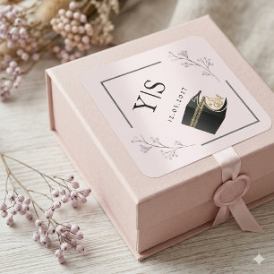 Pegatina Cuadrada Elegante Kaaba islámica Hajj Omra floral cuadrado 
