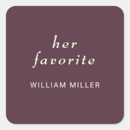 Pegatina Cuadrada Elegante Laca Sencilla de Cerezo, Boda de Monogram