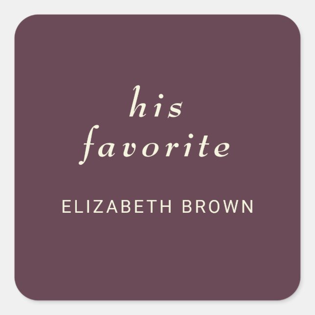 Pegatina Cuadrada Elegante Laca Sencilla de Cerezo, Boda de Monogram (Anverso)