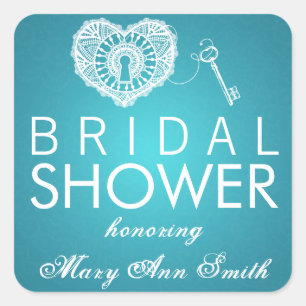 Pegatina Cuadrada Elegante Llave De Ducha Bridal Para Mi Corazón Tur