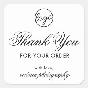Pegatina Cuadrada Elegante logo en blanco y negro Gracias a los nego