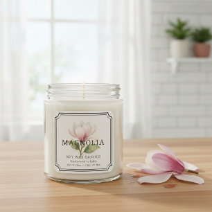 Pegatina Cuadrada Elegante Magnolia Soy Wax Candle Business Label
