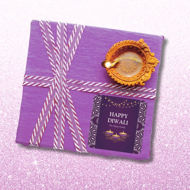 Pegatina Cuadrada Elegante mandala diyas personalizado hindú diwali  (Subido por el creador)
